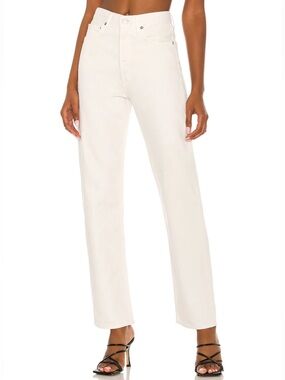 AGOLDE 90s Pinch Waist Jeans Drum Off White High Rise Straight Leg Size 27